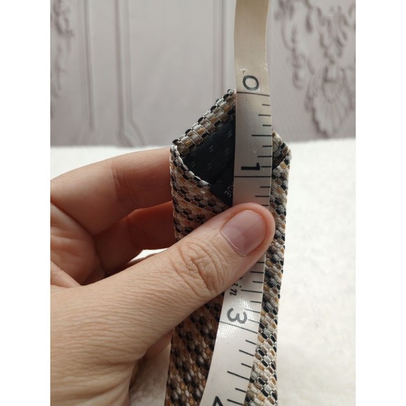 Studio Milan Men's Luxury Tie 100% Silk Handmade Gold Multicolored Classic EUC - Picture 12 of 14